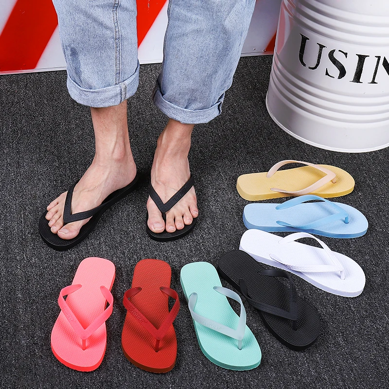 
2020 summer low MOQ RTS custom logo color high quality fashion comfortable PVC rubber beach men flip flops slippers 