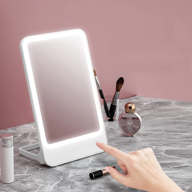 3 Colors Light Modes LED Makeup Mirror Desktop Hanging Cosmetic Mirror Portable USB Rechargeable Makeup Vanity Mirror