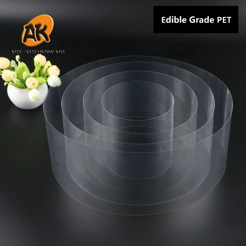 AK Custom Self-adhesive Acetate Film Clear Plastic Sheet Cake Collars Strips for Cake Chocolate Mousse Baking Cake Decoration