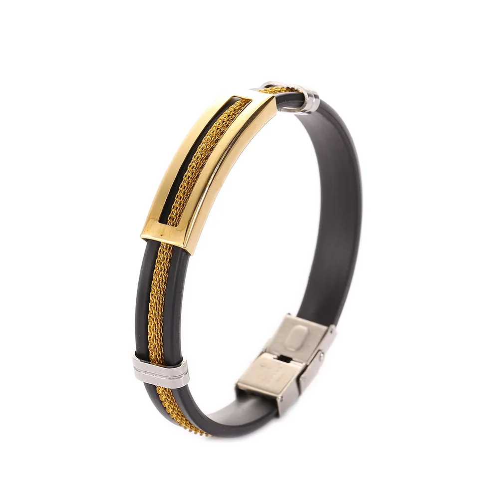 New arrival Stainless Steel Bracelet Hiphop Style Silicone for Student Men Gift
