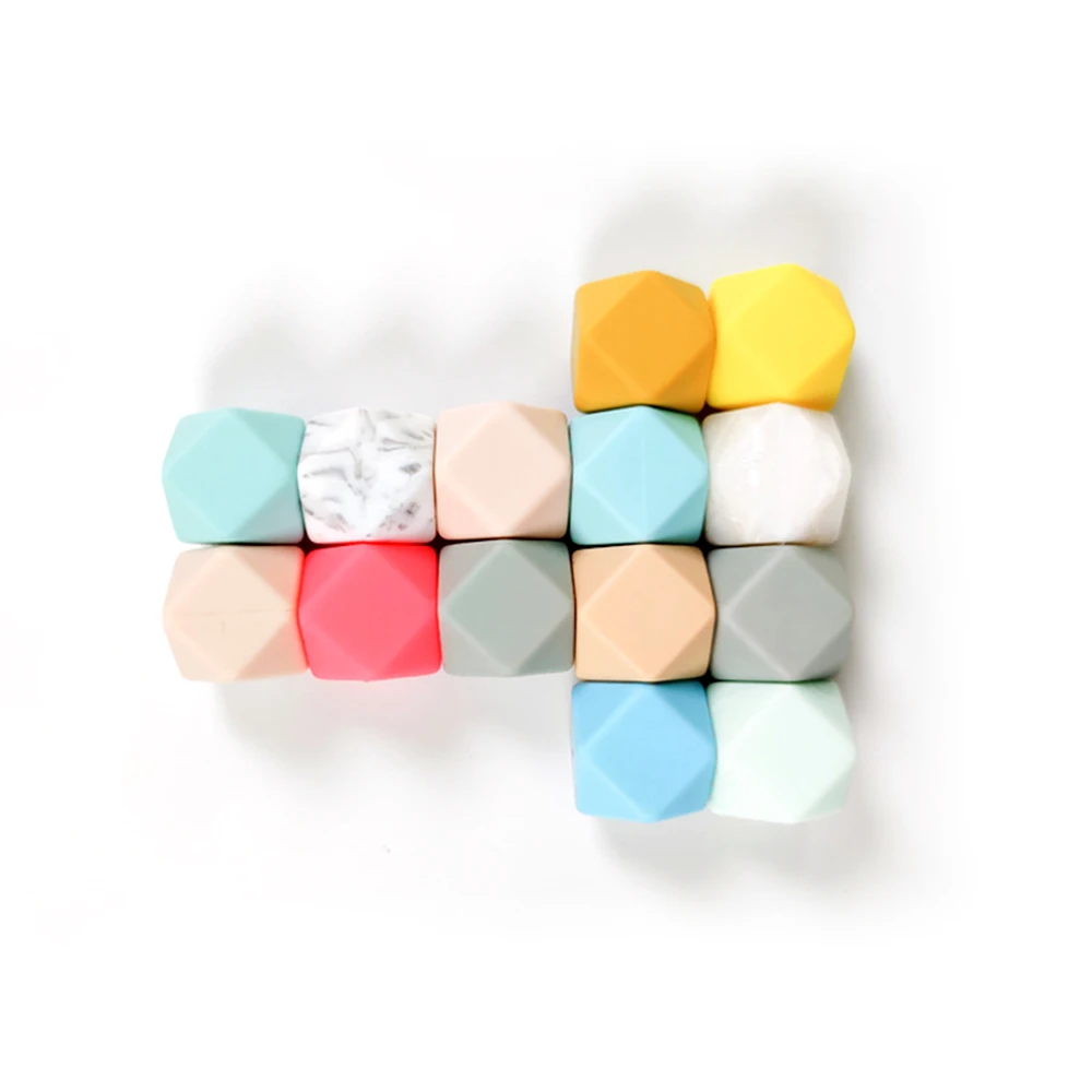 Wholesale customizable loose hexagon 19mm soft food grade silicone beads
