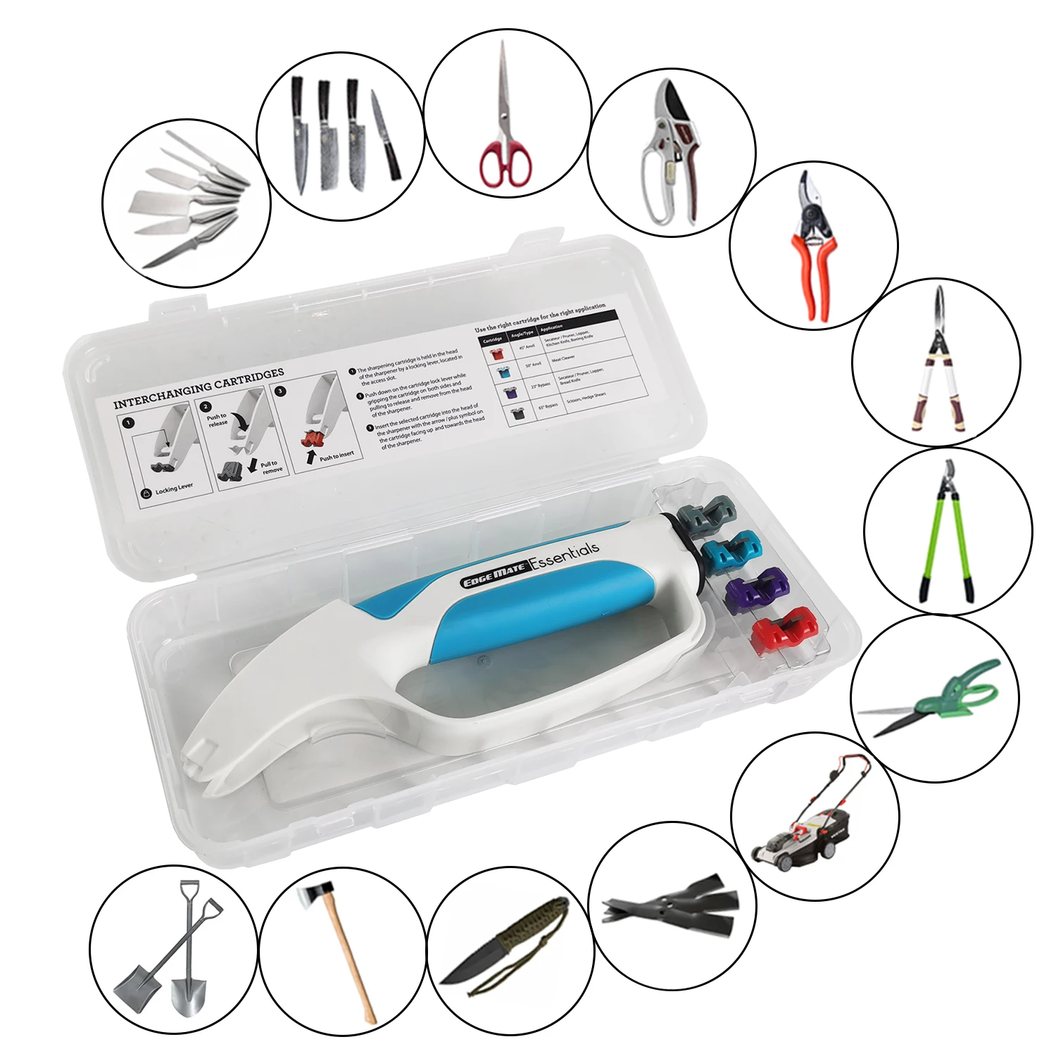 Vertak 4 in 1 Tungsten Carbide Blade Sharpening Tool for Scissors Garden Shears Kitchen Knife Hedge Clippers Axe Hatchet Machete