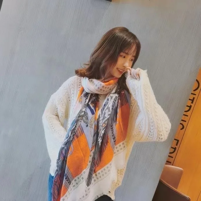 Новое поступление, теплый этнический шарф, жаккардовые шали из чистой пашмины для женщин, зима