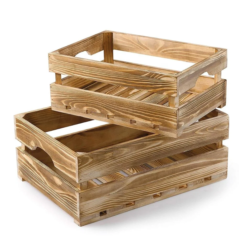 American country style antique decoration wooden crate box wholesale IBEI storage product packing gift craft box case