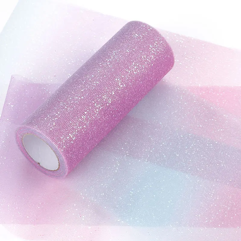 10Yard/roll 15cm Rainbow Glitter Tulle Roll Sequin Crystal Organza Sheer Fabric DIY Craft Tutu Skirt Home Wedding Decor