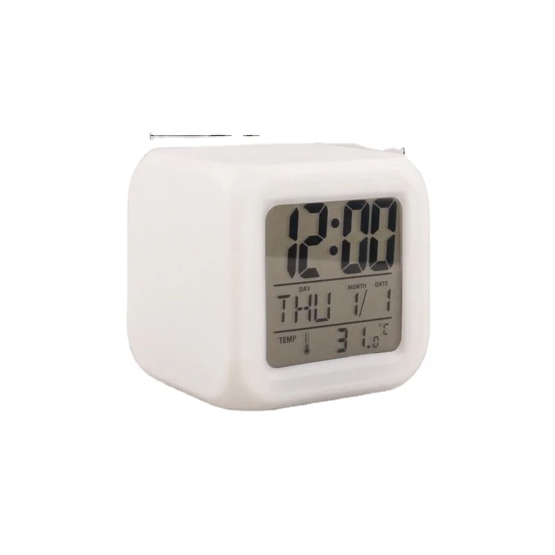 Light Alarm Number Small Alarm Calendar Temperature Display LED Digital Display Discolored Desktop Clock Night Light Alarm Clock