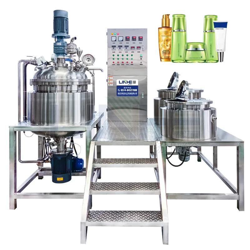 Volume Production Vacuum Emulsifying Mixing Machine With Tilting System And Jacketed Tank Ointment Cream Making Machine