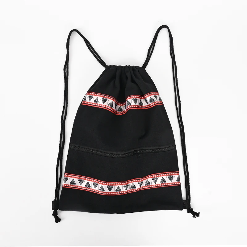 Wholesale custom logo sublimation computer gift gym canvas cotton drawstring backpacks with pockets