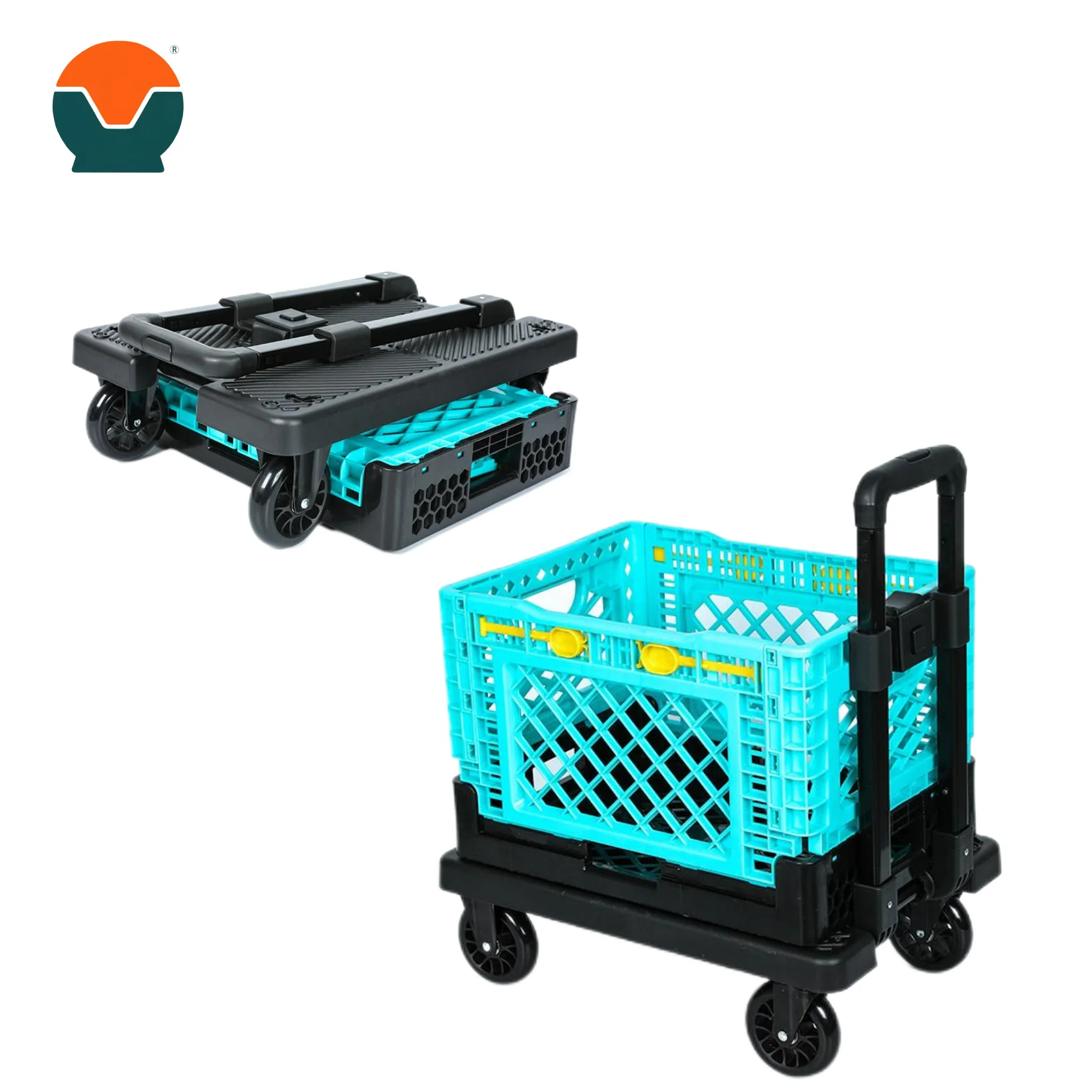 Wholesale Iron Logistics Cage Steel Hand Trucks Cart Cargo Foldable Laundry Basket Trolley Wire Mesh Cage
