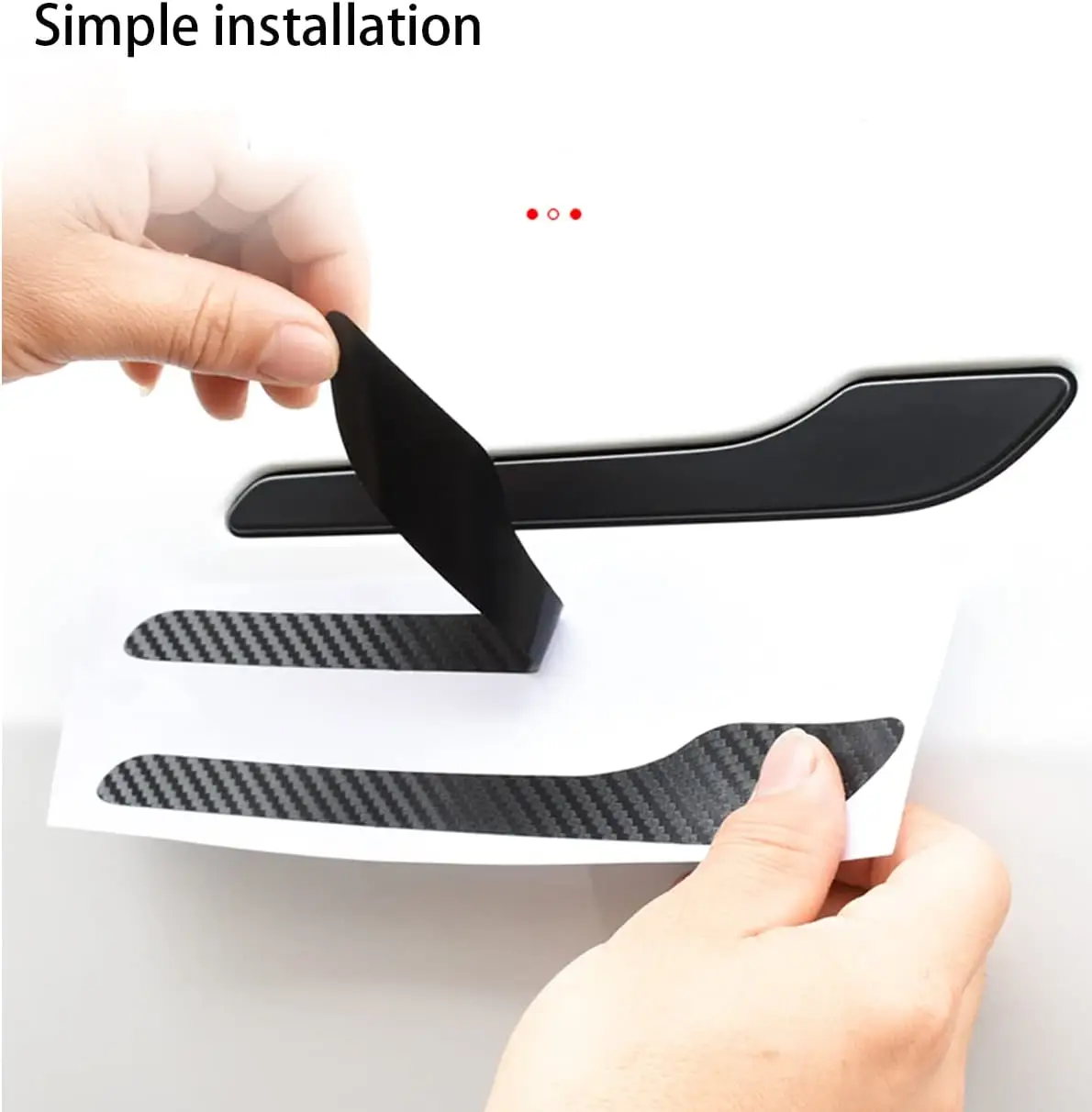 Car Interior Accessories Decoration Replacement Carbon Fiber Door Handle Trims Sticker Cover For Tesla Model 3