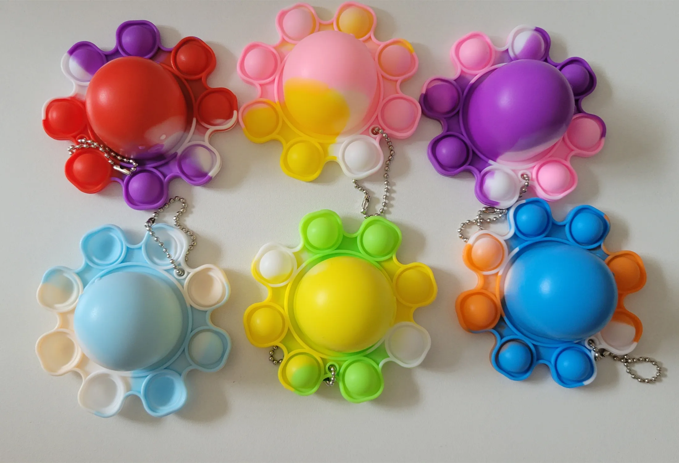 Autism Stress Relief Simple Dimple Double-Sided Mini Cute Reversible Flip Octopus Keychain Pop Press Bubble Popper Fidgets Toy