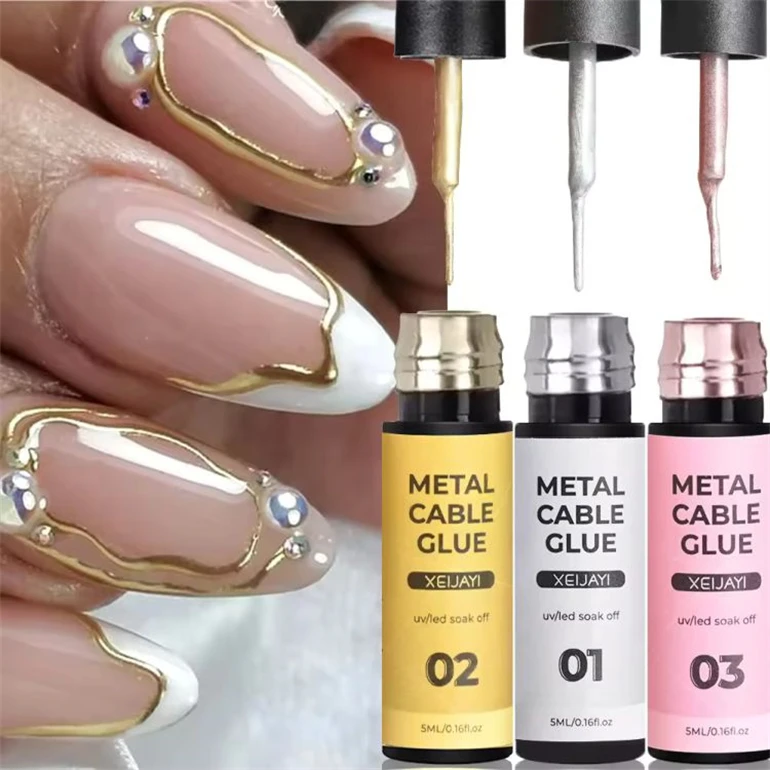 Quality assure 5ml Metallic Liner Gel Nail Polish Chrome Super Bright Mirror Effect Painting Drawing Line French Gel