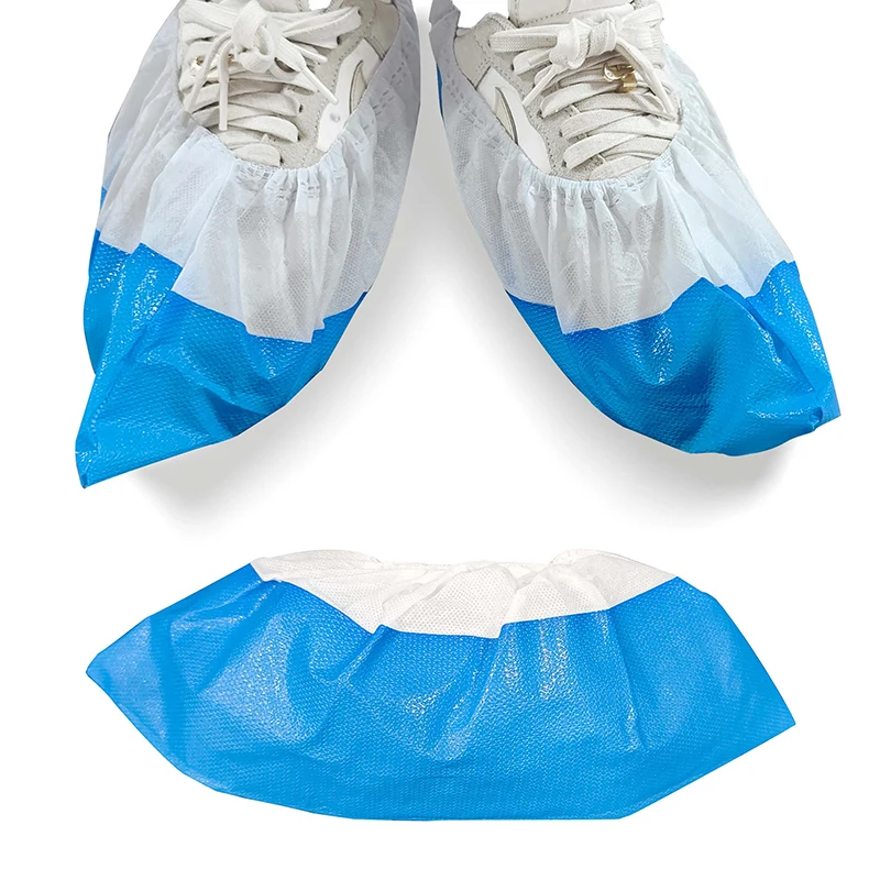 Синие сапоги одноразовые Shoecover Hdpe 1000 шт./упаковка противоскользящие Одноразовые ПВХ CPE PP ткань Esd медицинская хирургическая крышка для обуви