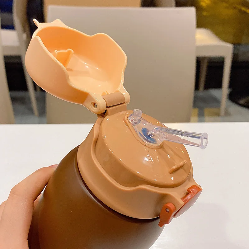 Cute Cartoon Stainless Steel Kids Water Bottle with Plush Sleeve