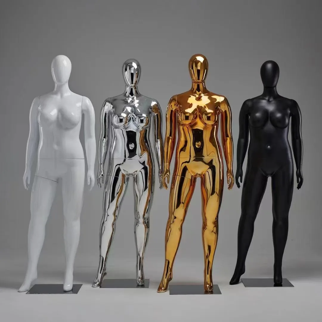 Plus Size Chrome Electroplate Female Full body Plastic Mannequin