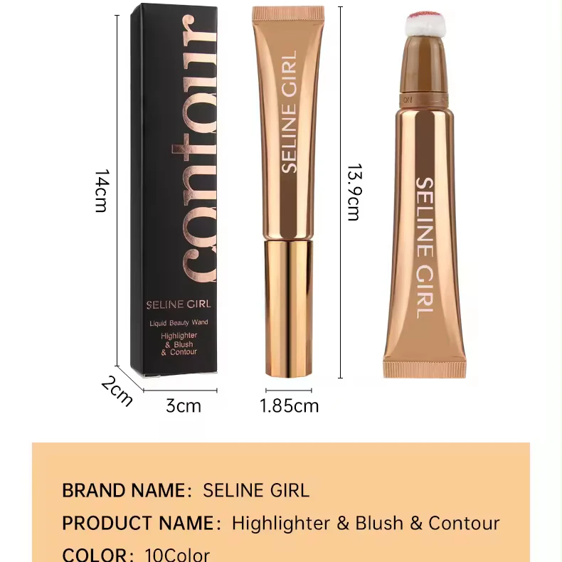 Wholesale Sponge Head Blush Liquid Highlighter Contour Bronzer Vegan Oem Cheek Suqeeze Tube Sheglam Blush Cream Liquid Makeup