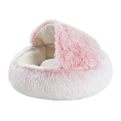 Soft Plush Warm Round Plush Fluffy semi-closed Pet Beds Cushion Sofa Cat Dog Bed