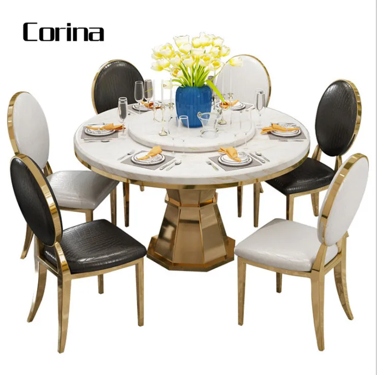 New design Round marble dining table hotel restaurant dining table  drink shop dining tables for store