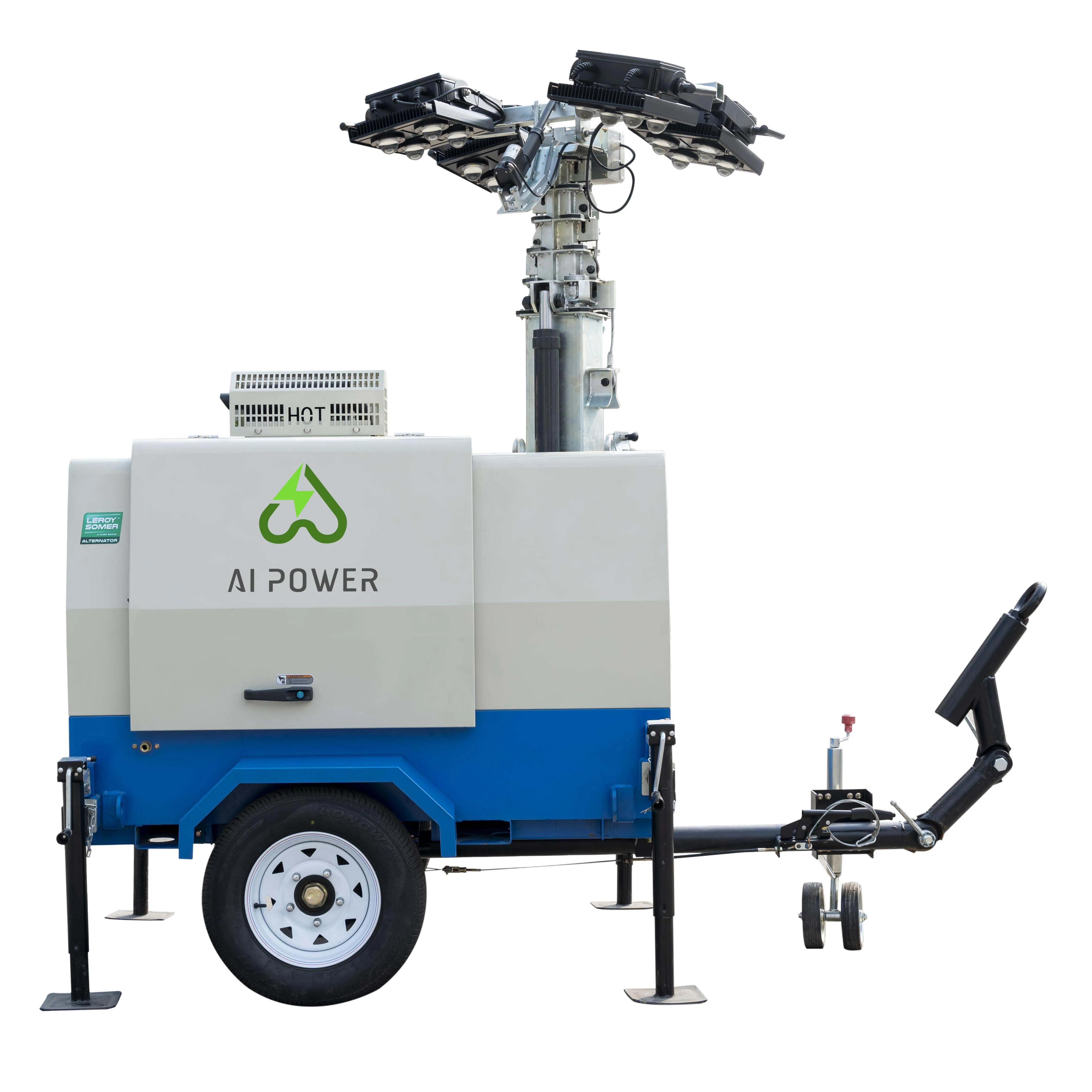 4x1000w Mobile Light Tower Diesel Generator with EPA engine Manual 7m mast GFCI Socket