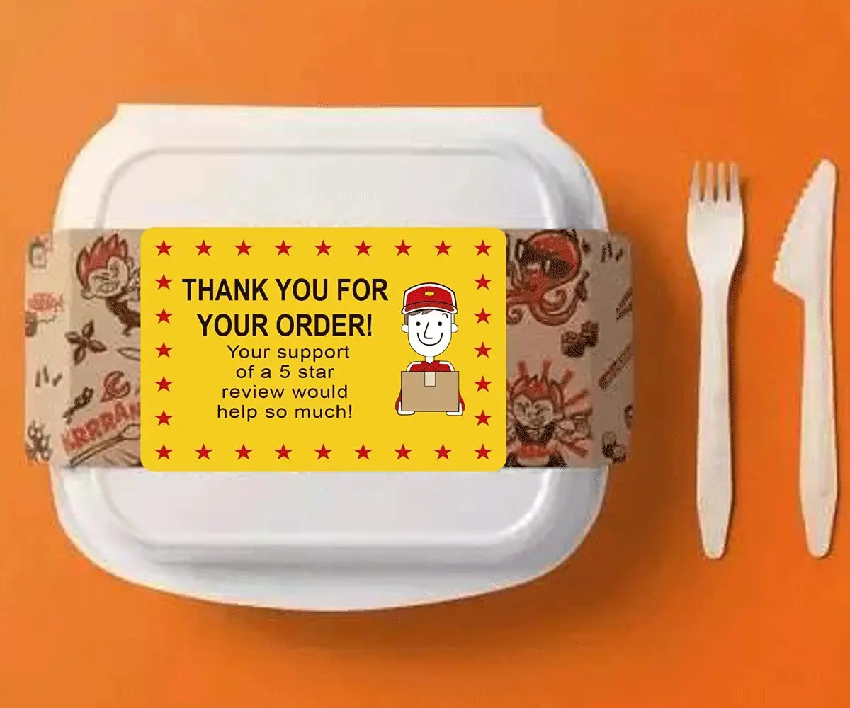 Food Delivery Tamper Evident Stickers & Thank You for Your Order Sticker for Packaging ,Purchase, Customer