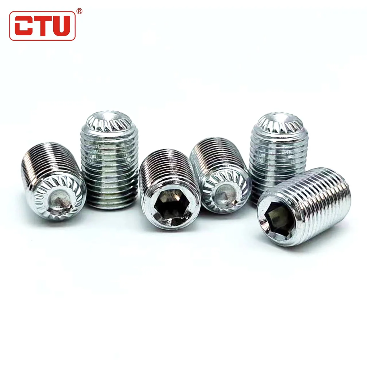 factory  alloy steel socket set screw with cup point 45H grub 12.9 DIN916K  M3-M16 fine thread with knurl
