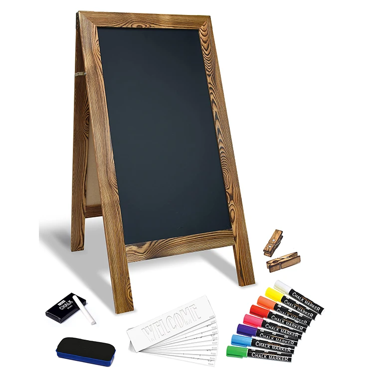 Freestanding Vintage Wooden Chalkboard Sidewalk Sandwich Message Board A Frame Easel Wood Blackboard A-Frame Chalkboard