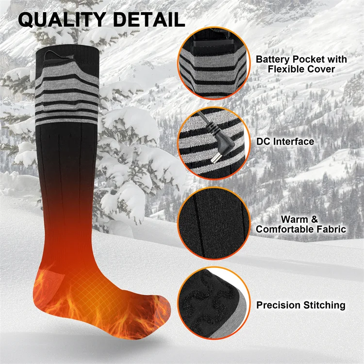 Mydays Tech Wholesale 3 Heat Settings Rechargeable USB Battery Electric Heated Heating Ski Socks