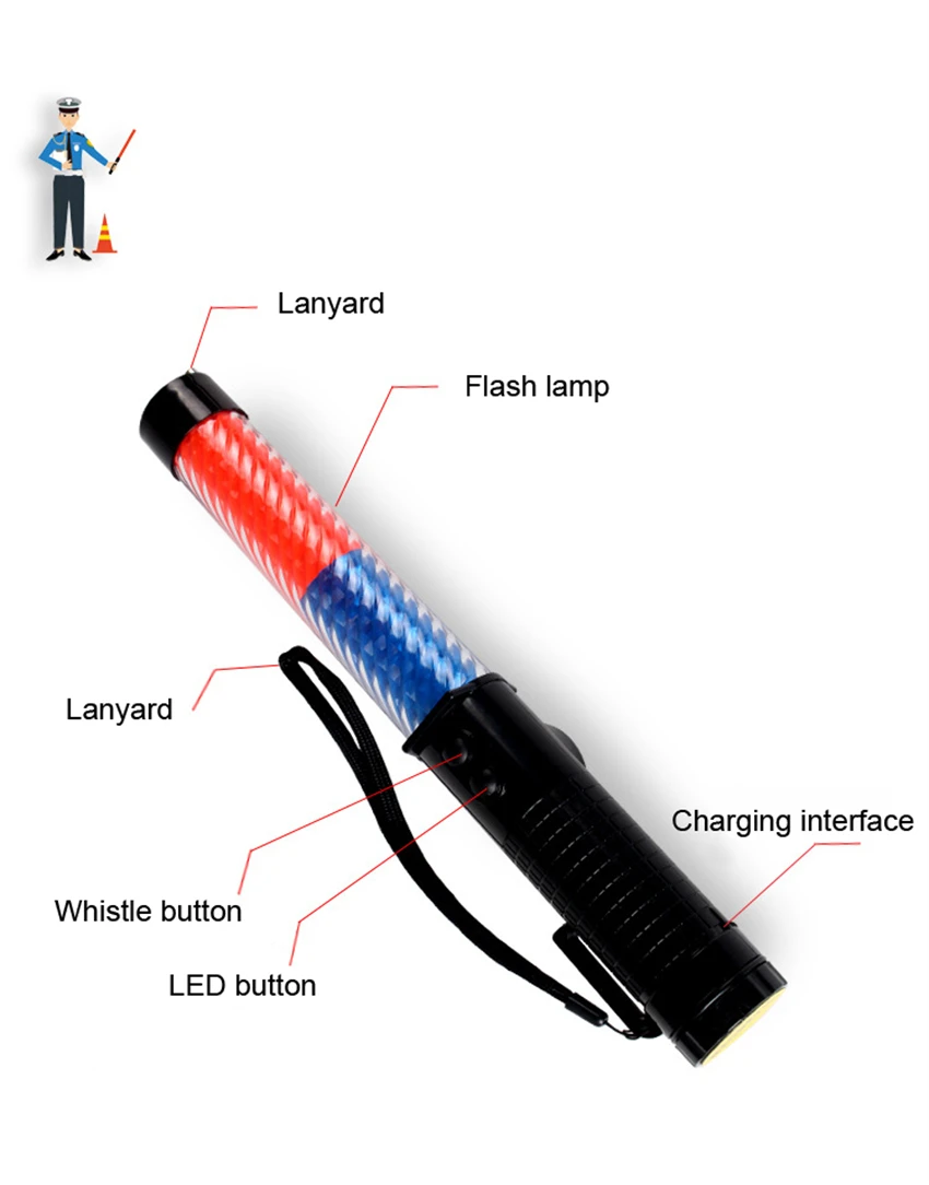 Rechargeable type Traffic safety baton light led signal wand warning stick rod led flashing light Warning traffic baton