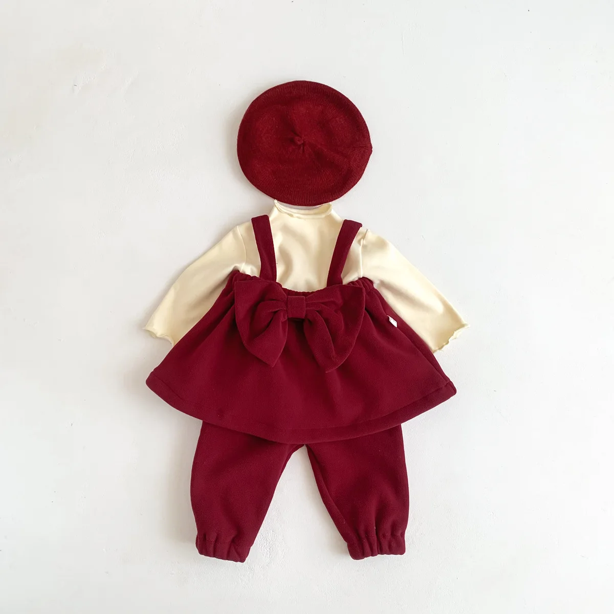 Baby Girls clothes autumn and winter red bow princess overalls baby girls cute new year greeting clothes