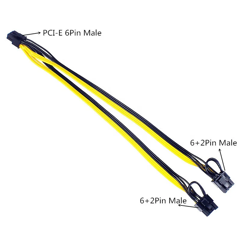 8 Pin To Dual (6+2) Converter Cable Pcie Pci-e Power For Graphics Gpu PCI Splitter