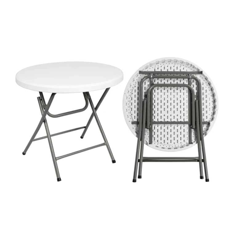 Оптовая продажа, мебель, дешевый белый Штабелируемый Пластиковый садовый уличный складной белый круглый стол
