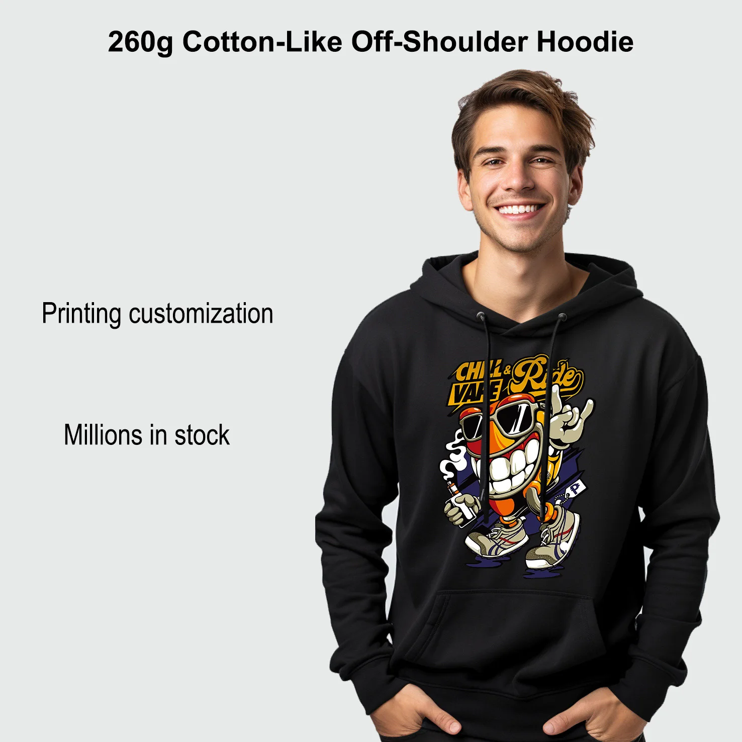 Support One Piece Custom 260g Polyester Heavyweight Men Hoodies Men Oversize Hoodie Manufacturer Unisex Blank Puff Print Set