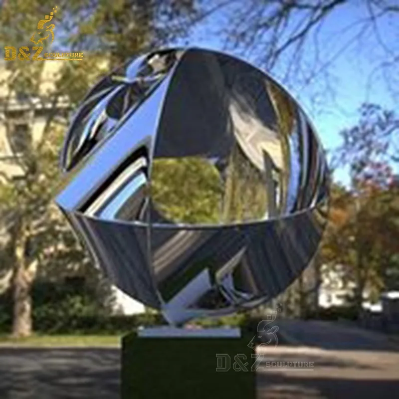 Yard decoration metal stainless steel modern round statue