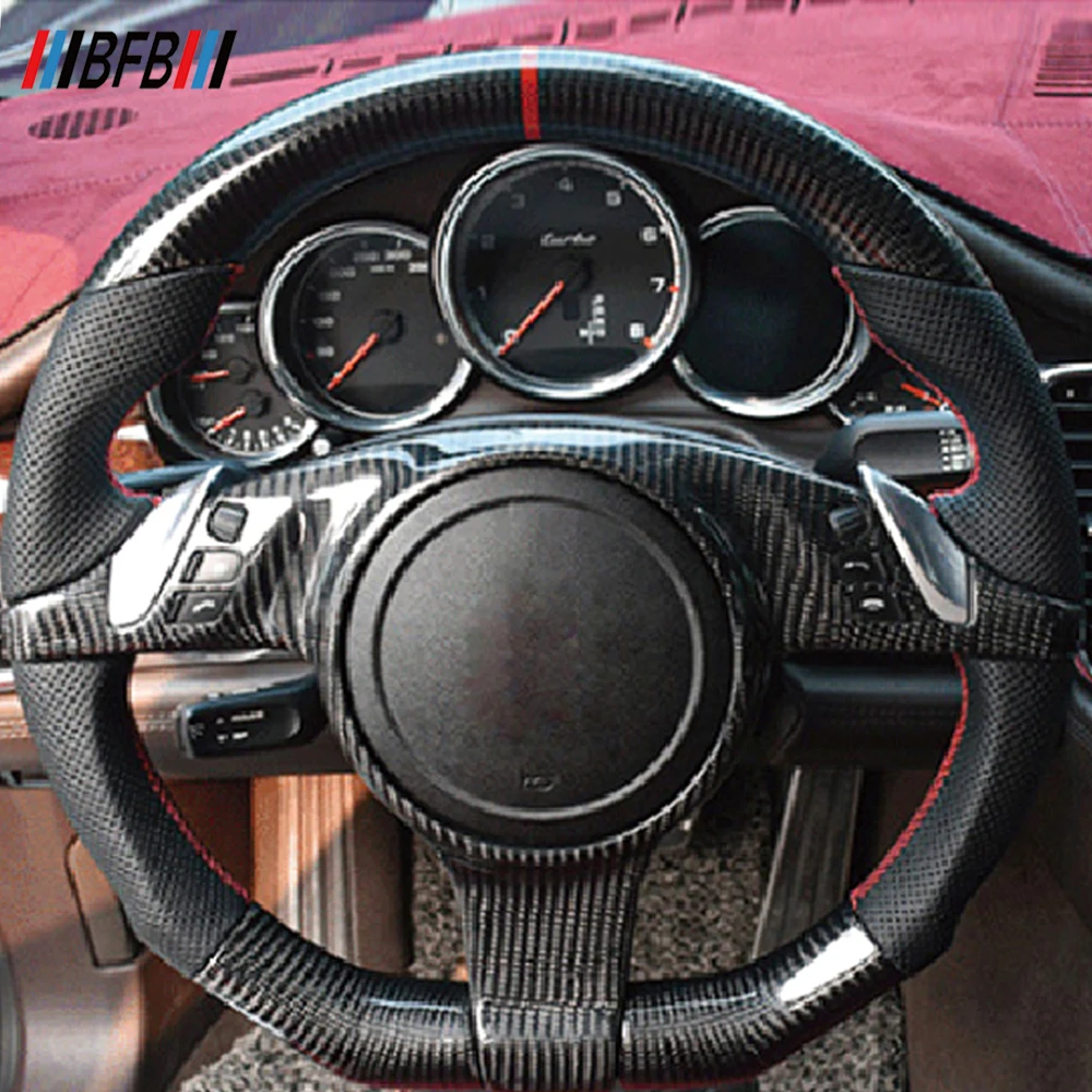 BFB Carbon Fiber Customized Steering Wheel Replacement For Porsche Cayenne 92A 9YA 9PA Panamera 970 911 2008-2013