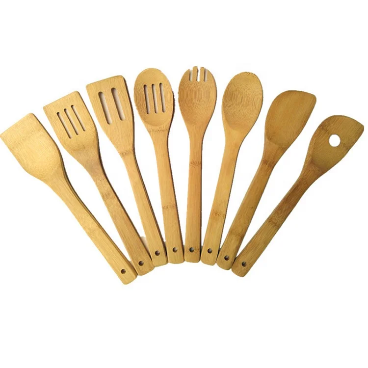 
Spoon and spatulas 4 pieces Kitchen Set Serving Tools Natural Wooden Bamboo Cooking Utensils 