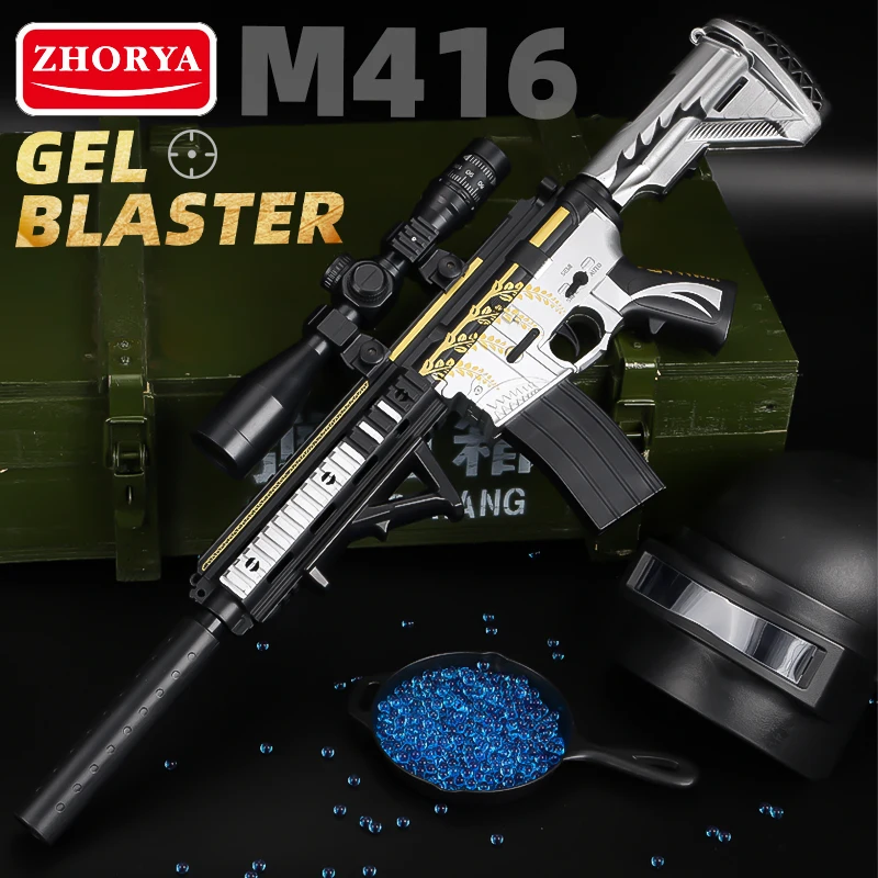 Zhorya Bullet Ball Blaster M416 Electric Blaste Boy Guns Gels Splatter Outdoor Water Electrical Gel Gun Toy