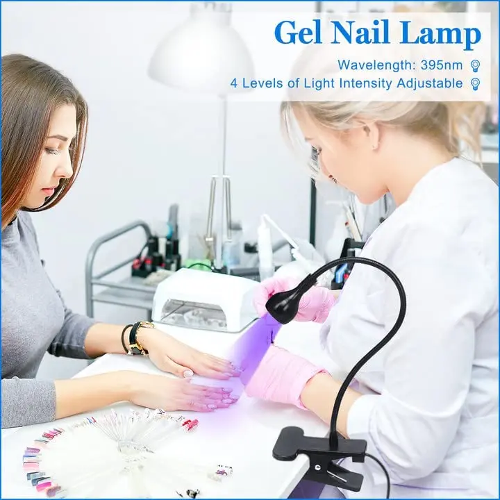 UV Glue Curing Lamp, USB 3W LED Lamp Bead UV Glue Ultraviolet Purple Light, Ultraviolet UV Glue Lamp with Clip and Switch