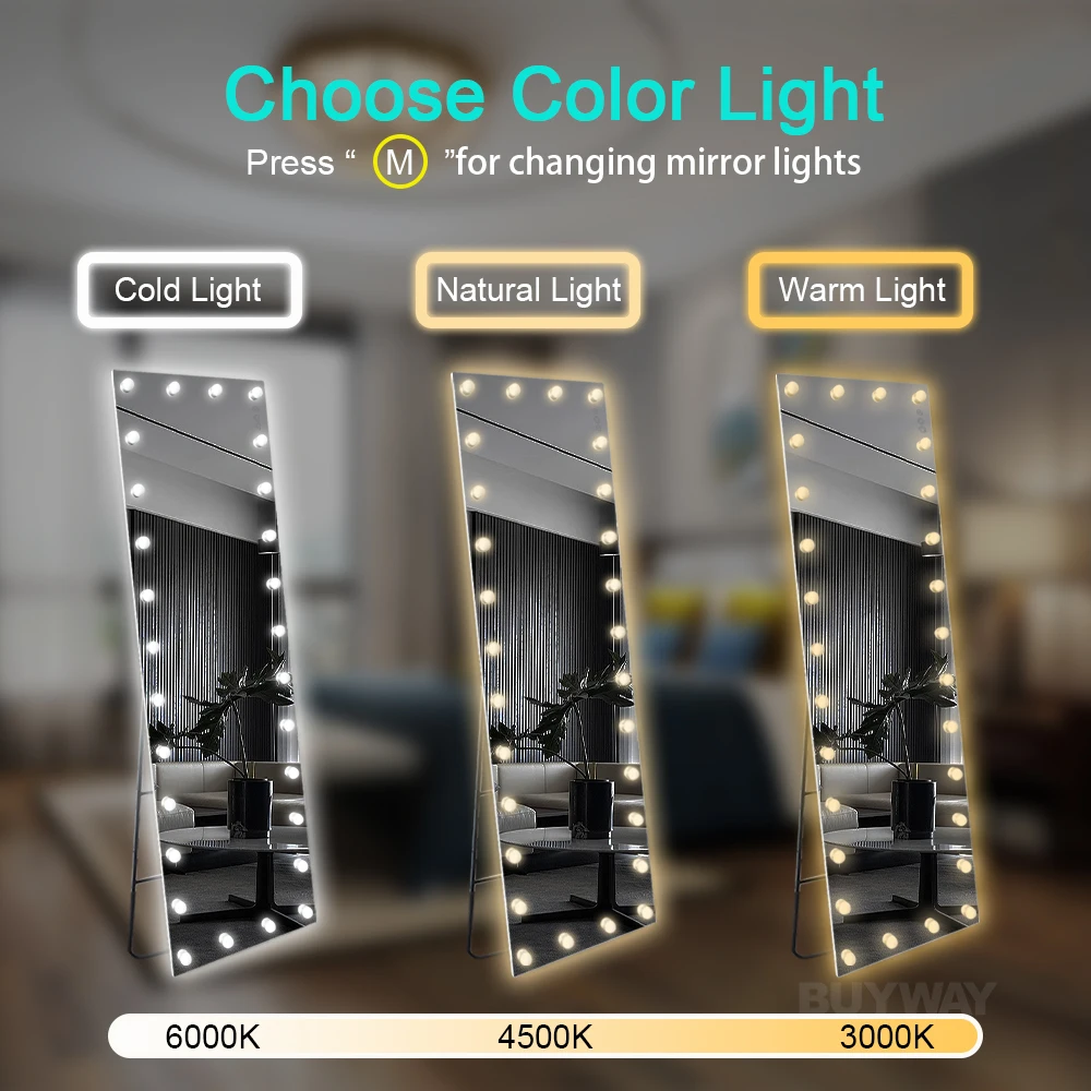 Wholes Door Stand Square Vintage Salon Decorative Fullbody Big Hollywood Light Furniture Custom Full Body Length Floor Mirror