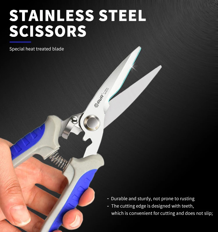 Industrial Hand Tools R3101 Electronic Scissors with Spring & lock for electricians multiple use for cutting