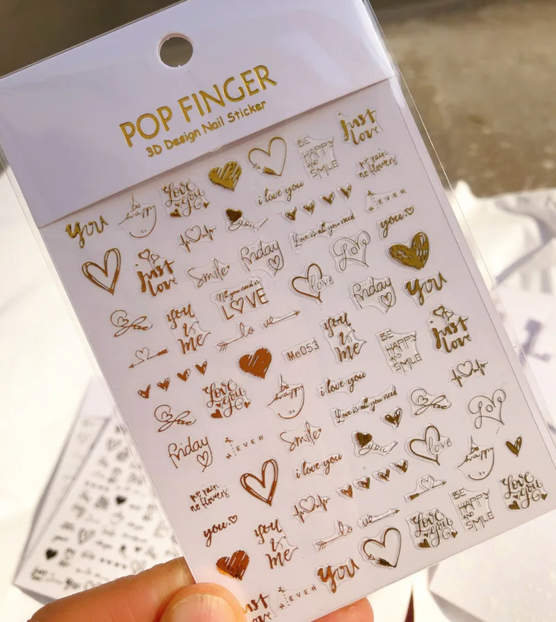Wholesales love heart shape nail decals word letter nail sticker DIY English word nail art sticker