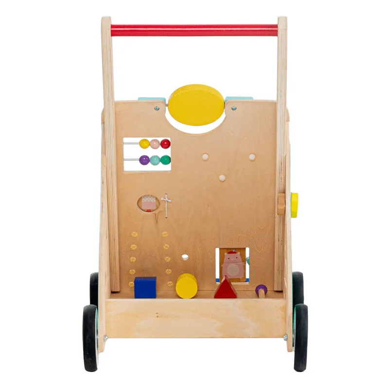 wooden Educational Baby Activity Walker Toy Wooden multifunction Baby Learning Walker for toddler
