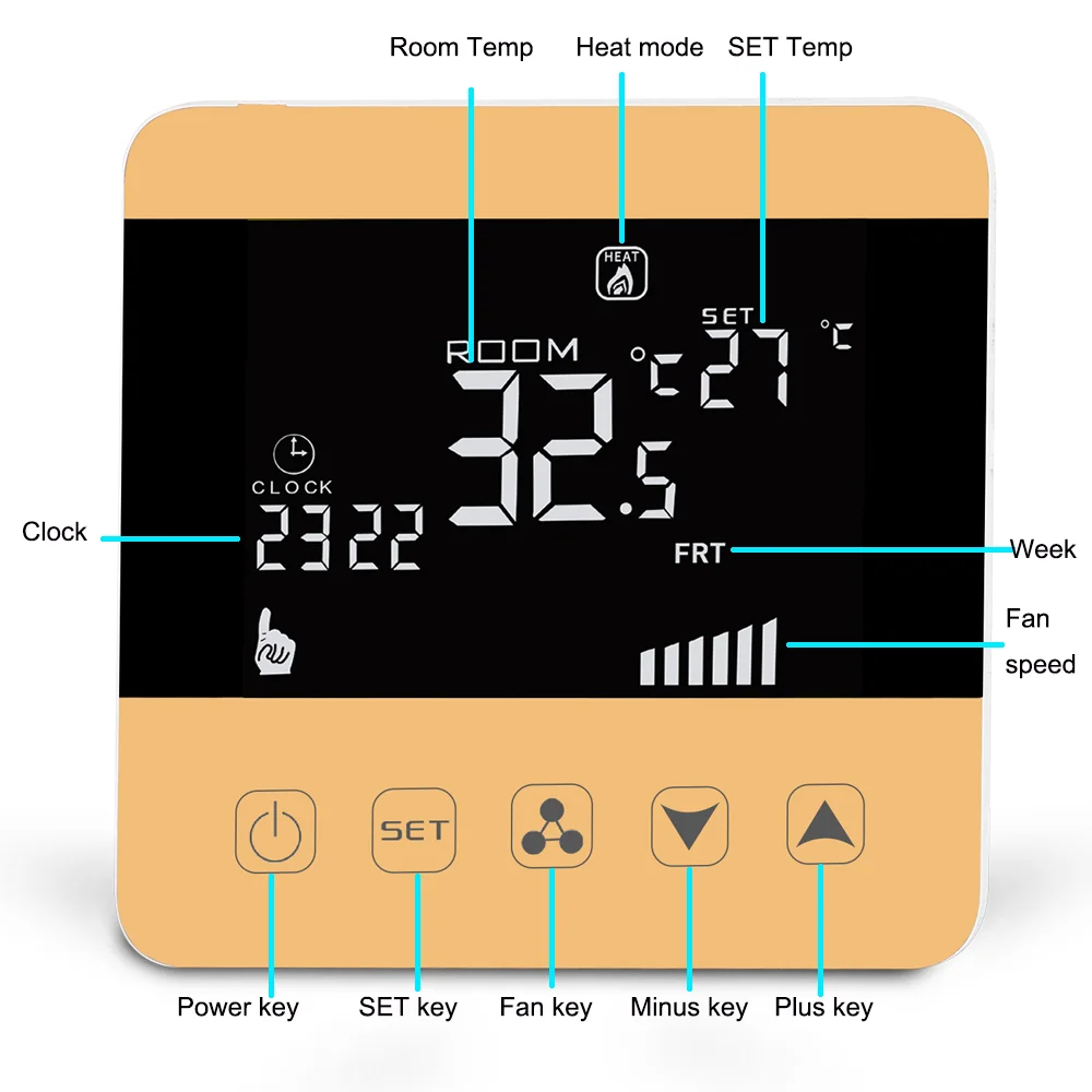 24V Tuya Wifi  Heat Cool LCD Programmable AC Smart Home Thermostat For Air Conditioner