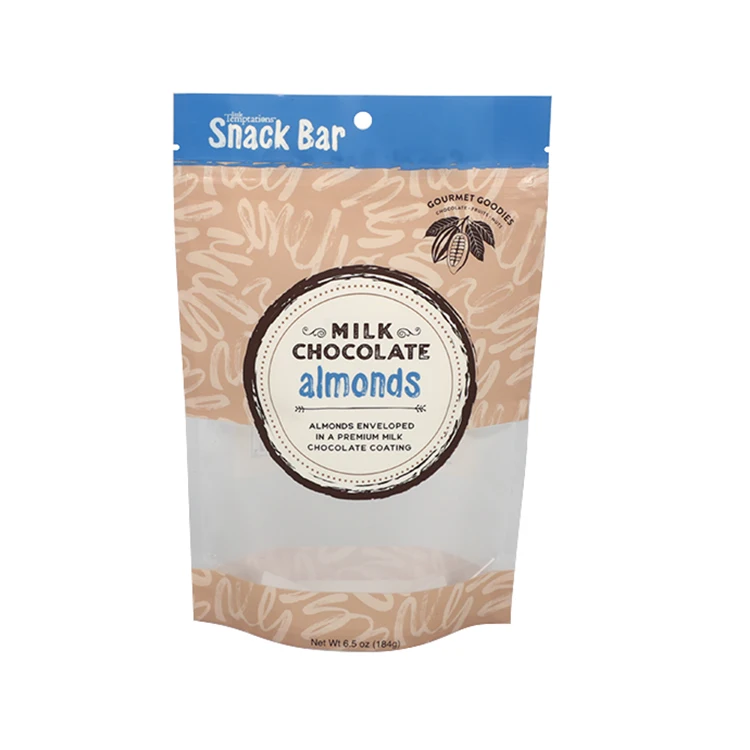 Wholesale stand up  Plastic Packaging zipper pull Dark Chocolate Cranberry Dessert  sachet doypack for dried fruit