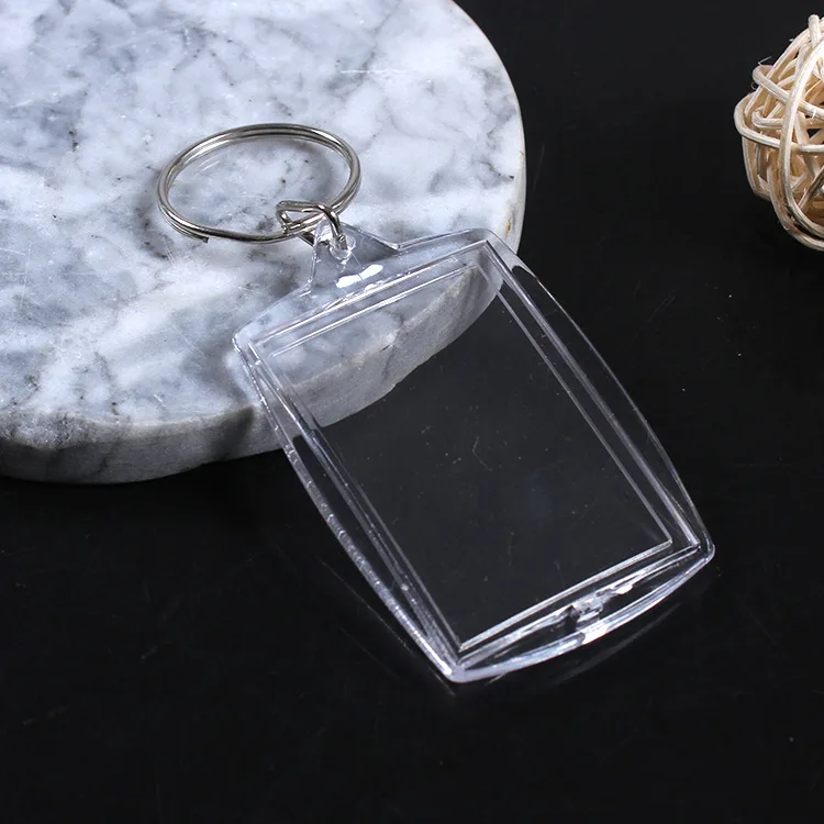Clear Acrylic Photo Holder Keychain Transparent Zinc Alloy Plastic Charms Holographic Key Chain Charm Plastic Keychains 6 Color