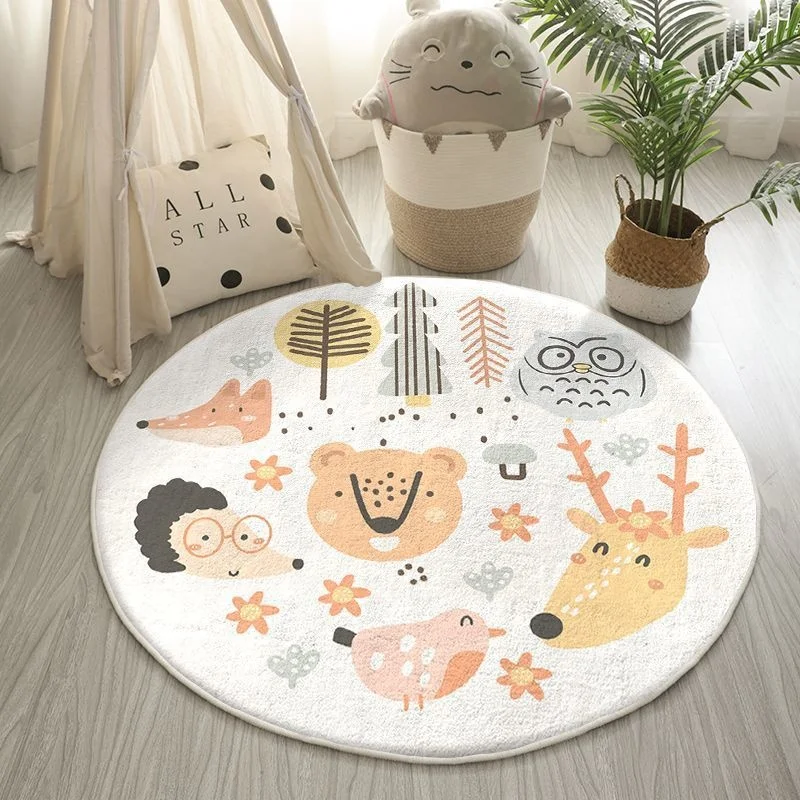 Soft Plush Soldiers and Horses Round Shape 3D Printed Children Carpet Eco-Friendly Nursery Rug