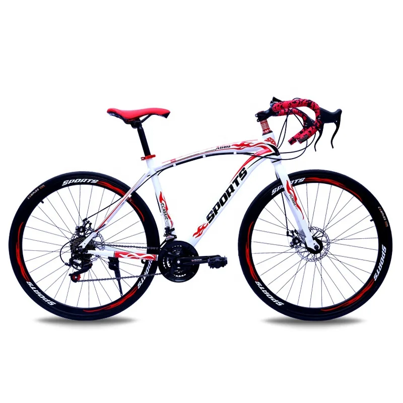China Factory Wholesale 27 Inch 24 Speed 40 Knife Spoke Wheel Double Disc Brake Crank Adult Bicycle Road Bike