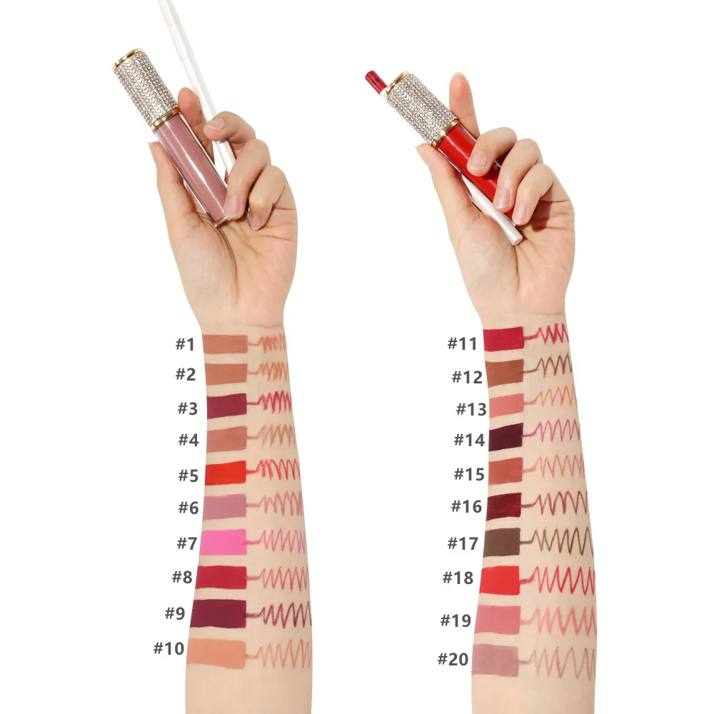 
New arrival rouge a levre mat long lasting matte liquid lipstick kit customizible matte lip liner lipgloss set 