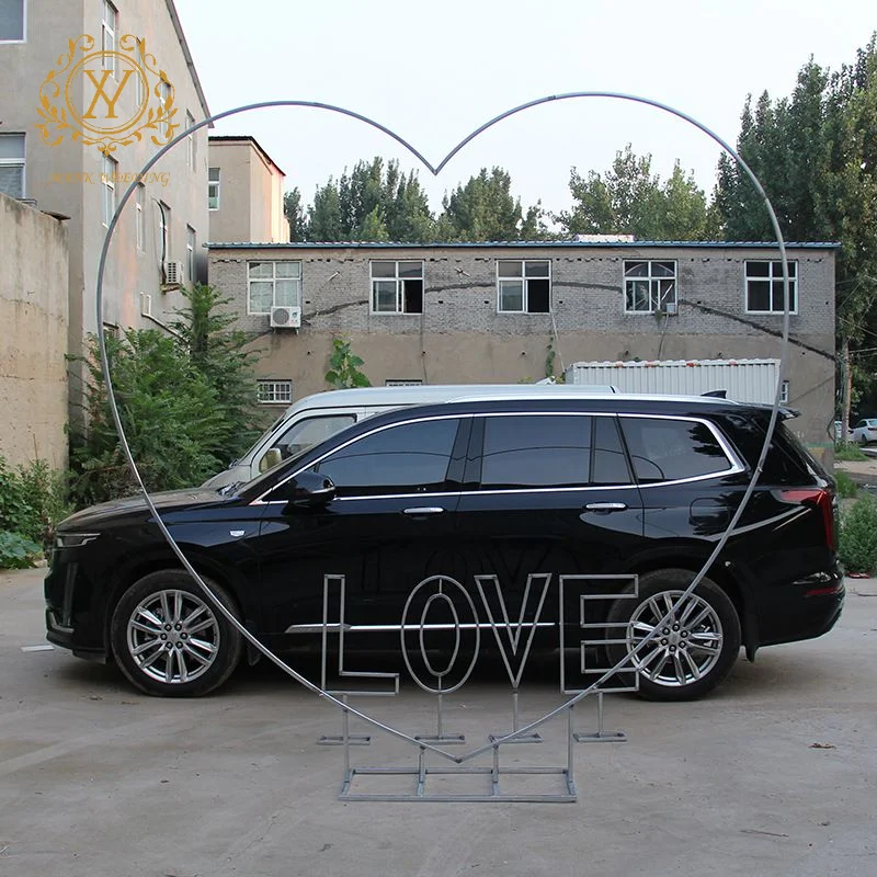 Heart-shaped Arch New Photo Props Metal Flower Frame Backdrop Arch for Outdoor Wedding Lighting Arch Decoration