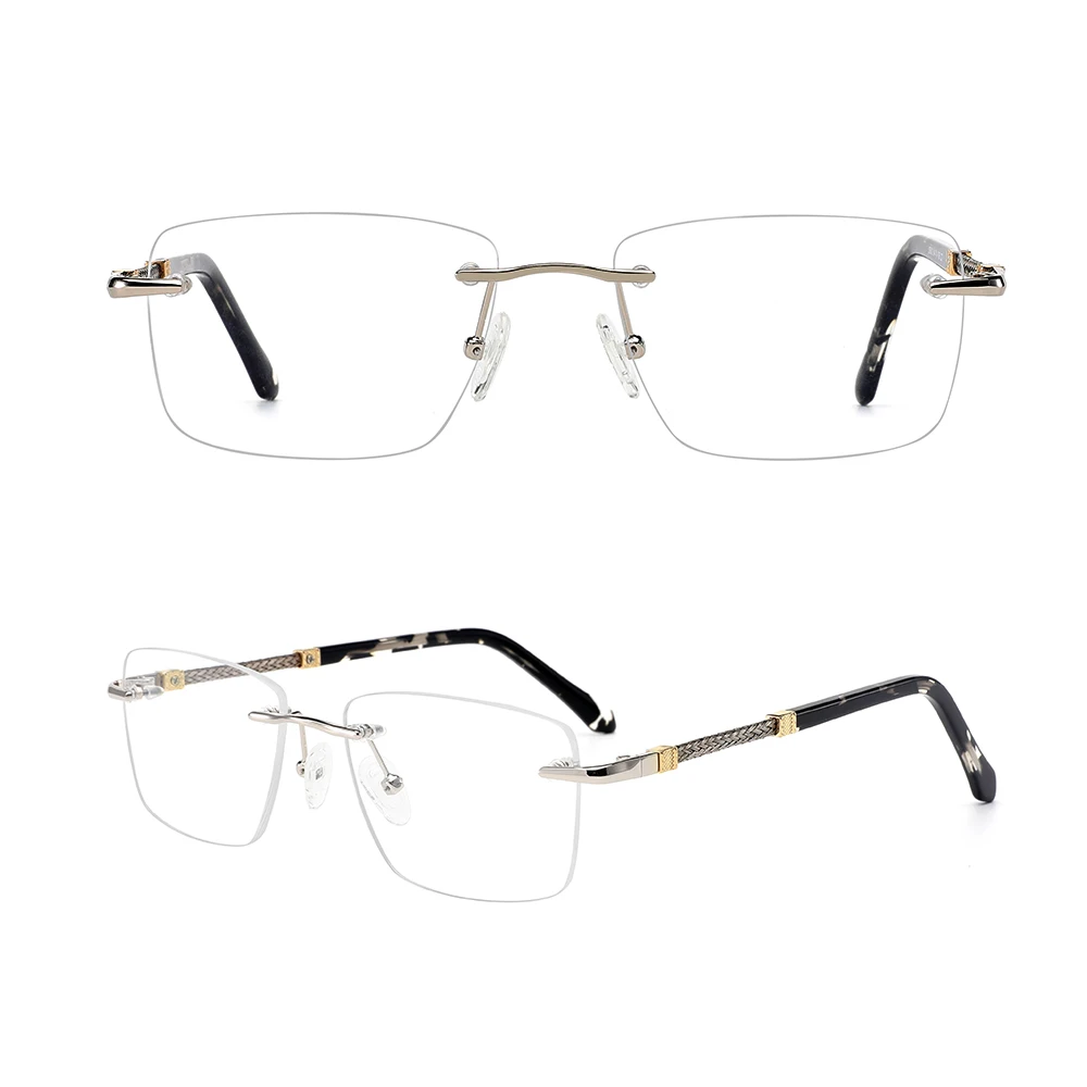 china wholesale men female eye glass clear metal frames computer rimless frames eyeglasses optical glasses
