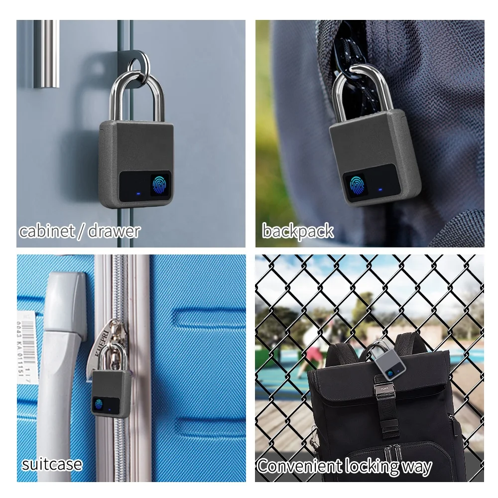  Портативный цинковый сплав смарт замок чемодан на колесиках рюкзак USB перезаряжаемые IP65 водонепроницаемый биометрический сканер отпечатков